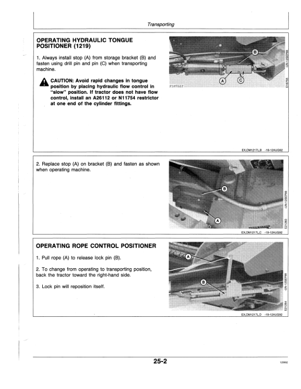 John Deere 1217, 1219 Mower Conditioner (943001 – ) Operator’s Manual (OME82475) Workshop Guide