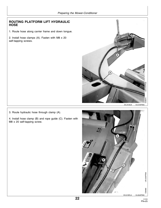 John Deere 910 Rotary Roll Mower Conditioner (100001-) Operator’s Manual (OME85386) Workshop Guide