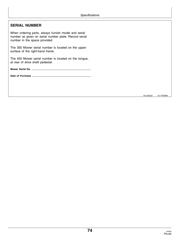 John Deere 350, 450 Mowers Operator’s Manual (OME87606) Workshop Guide