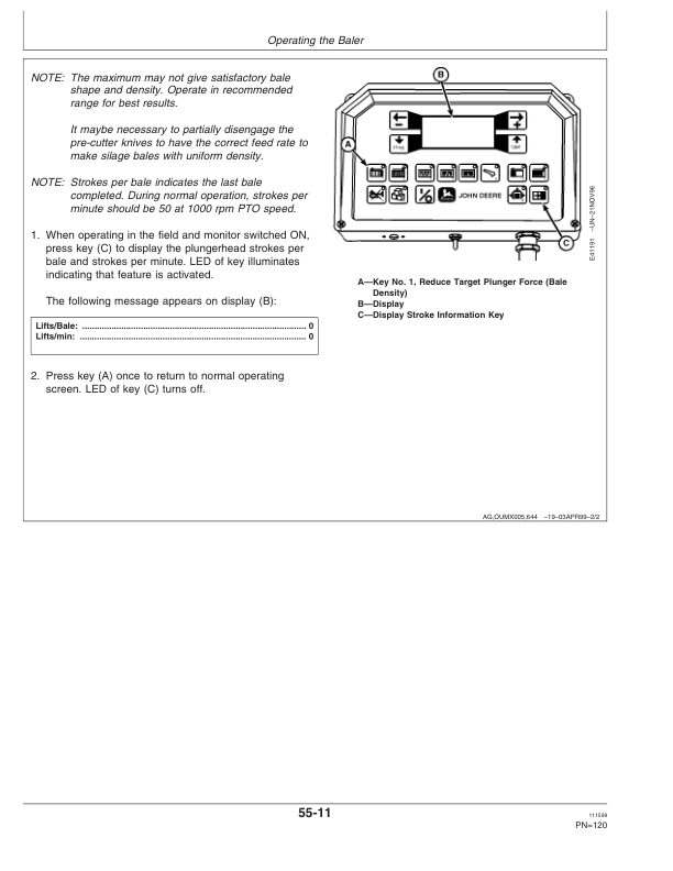 John Deere 100 Intermediate Square Baler (110001-) Operator’s Manual (OME96012) Workshop Guide
