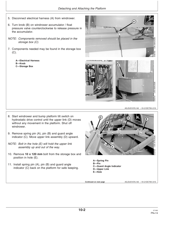 John Deere 890 Specialty Crop Auger Platform Operator’s Manual (OME98008) Workshop Guide