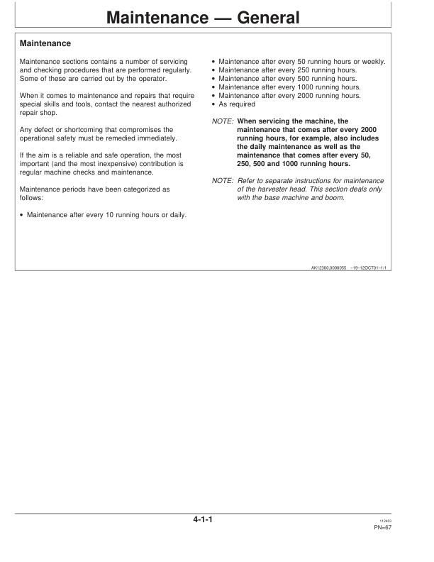 John Deere 1070D Wheeled Harvesters Operator’s Manuals (OMF064366) Workshop Guide