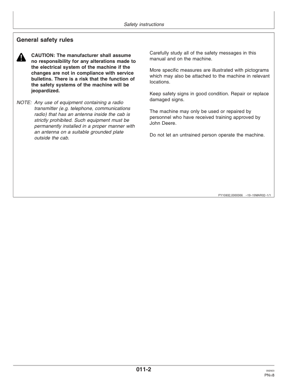 John Deere TIMBERMATIC 300 TIMBERJACK Measuring Systems Operator’s Manuals (OMF065850) Workshop Guide