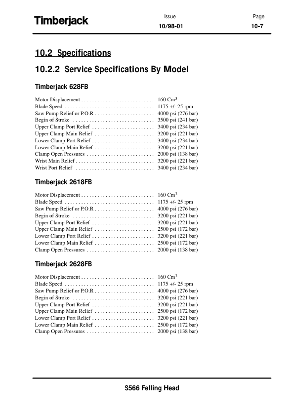 John Deere S566 Felling Heads Operator’s Manuals (OMF288076) Workshop Guide