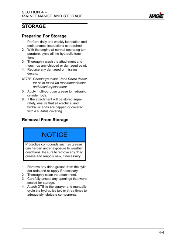 John Deere Hagie Detasseler Toolbar (018001-018500) (Worldwide Edition) Operator’s Manual (OMFA493571) Workshop Guide