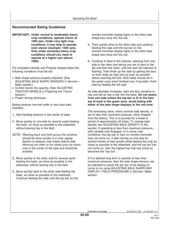 John Deere 468, 468 Silage Special, & 568 Round Balers (340001- 349999) Operator’s Manual (OMFH304736) Workshop Guide