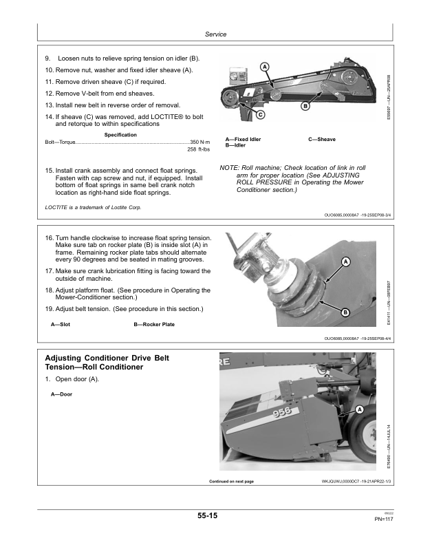 John Deere 946, 956 (S.N. 350001-) Mower-Conditioner (Export Edition) Operator’s Manual (OMFH310745) Workshop Guide