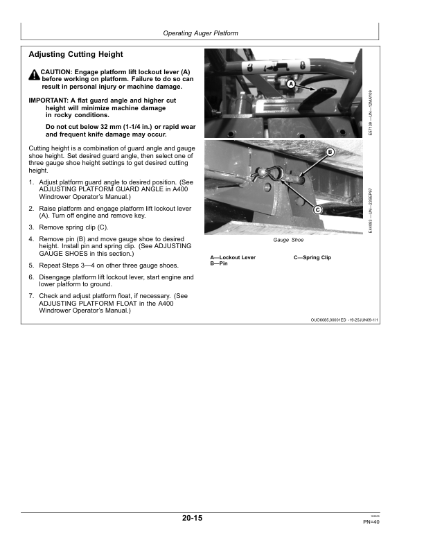 John Deere 896 Auger Platform Export Edition (360001-370000) Operator’s Manual (OMFH310746) Workshop Guide