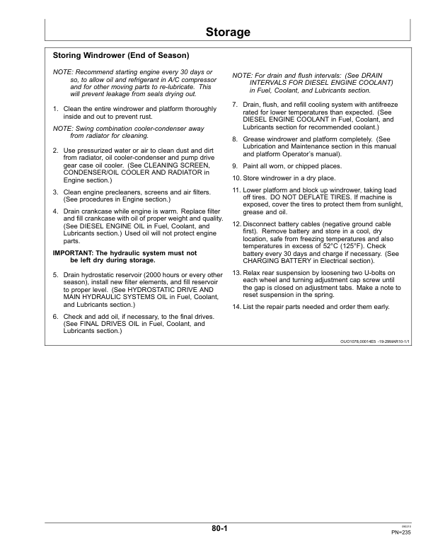 John Deere R450 Sef-Propelled Windrower Operator’s Manual (OMFH311709) Workshop Guide