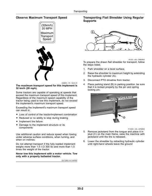 John Deere 100 Series Flail Shredders 115, 118, 120 Operator’s Manual (OMFH337649) Workshop Guide