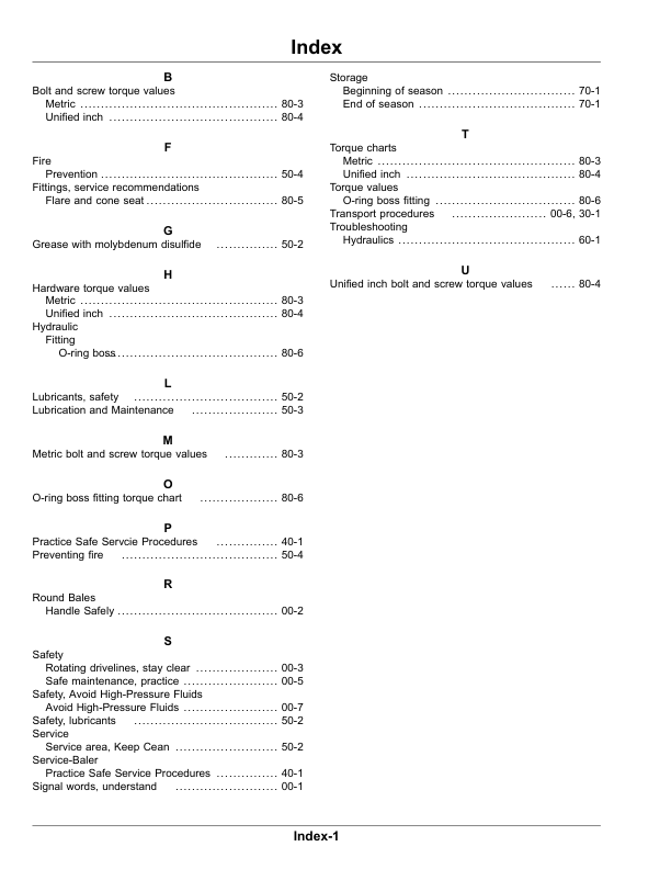 John Deere A420R, A520R Round Bale Accumulator Operator’s Manual (OMFH338767) Workshop Guide