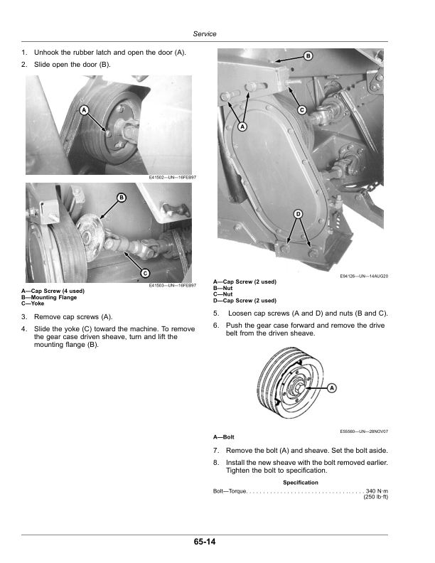 John Deere C450 Center Pivot Mower-Conditioner (490000-) (Export Edition) Operator’s Manual (OMFH348845) Workshop Guide