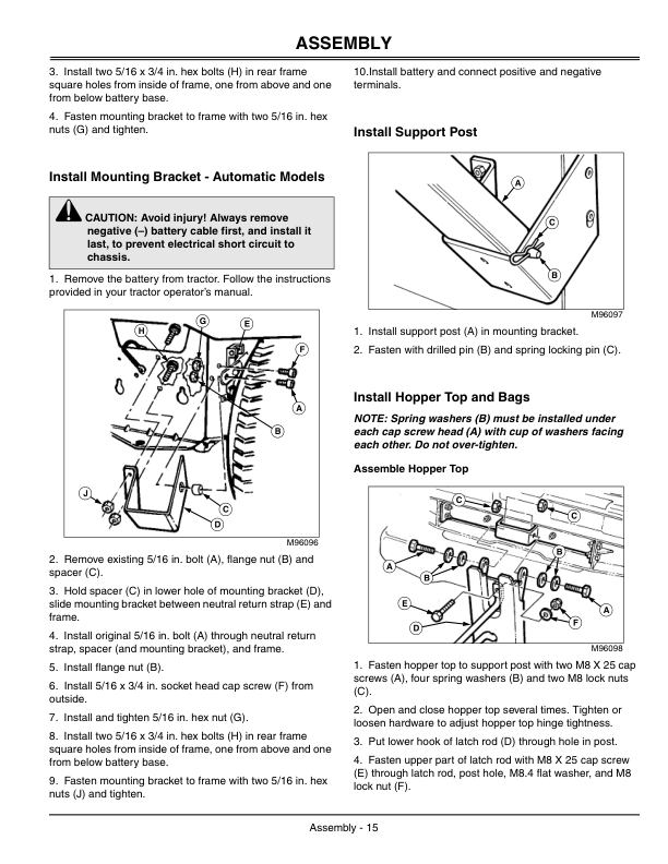 John Deere 2-Bag Sabre Bagger 38-Inch & 42-Inch Mower Decks Operator’s Manual (OMGX10632) Workshop Guide