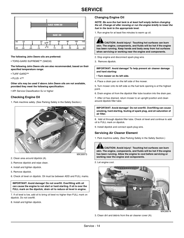 John Deere JS25, JS35 Walk-Behind Mower (010001-100000) Operator’s Manual (OMGX23069) Workshop Guide