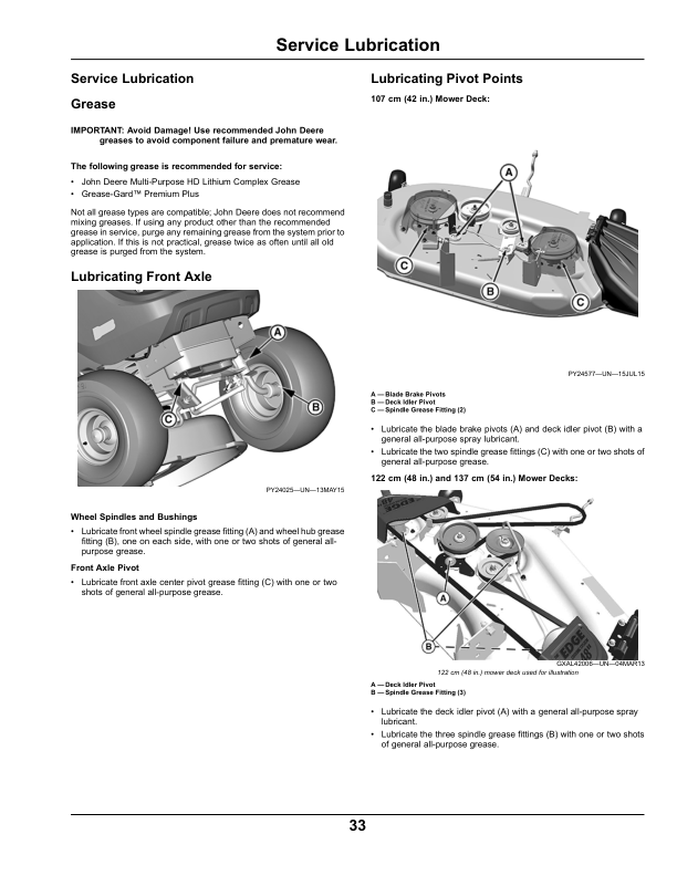 John Deere D105, D110, D125, D130, D140, D155, D160 & D170 TractorsNorth & South American (700001- ) Operator’s Manual (OMGX26097) Workshop Guide