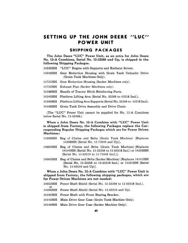 John Deere LUC, LUS, LUW Engine for 12A Combine Operator’s Manual (OMH11651) Workshop Guide