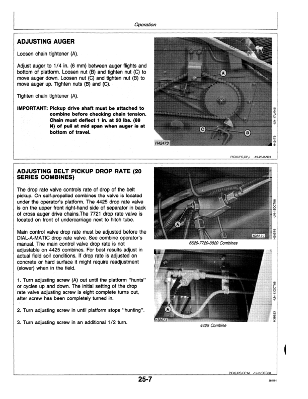 John Deere 3-Roller Belt Pickups (110, 132, 154 In.), 912/914 Platform (600001-) Operator’s Manual (OMH144426) Workshop Guide