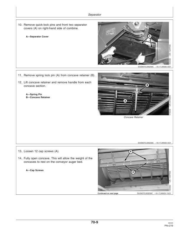 John Deere 9560 STS Combine (715301-) Operator’s Manual (OMH219433) Workshop Guide