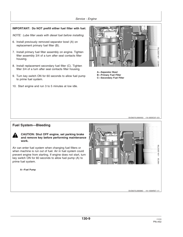 John Deere 9870 STS Combines North America (725101-730100) Operator’s Manual (OMH229937) Workshop Guide