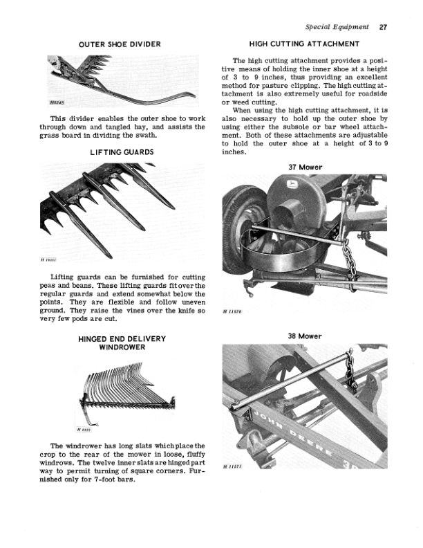 John Deere 37, 38, 39 Sickle Mowers Operator’s Manual (OMH62916) Workshop Guide