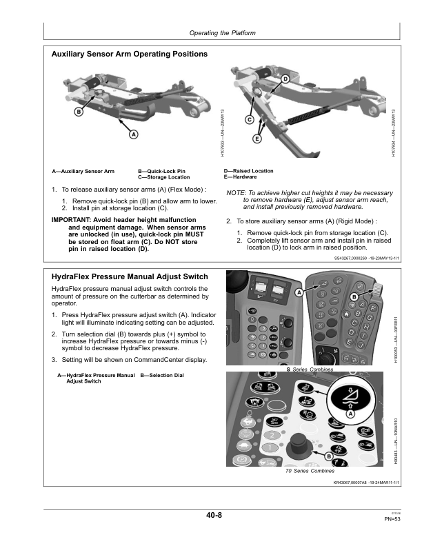 John Deere 600F Series – 620F, 622F, 625F, 630F & 635F Cutting Platforms (North American) Operator’s Manual (OMHXE104483) Workshop Guide