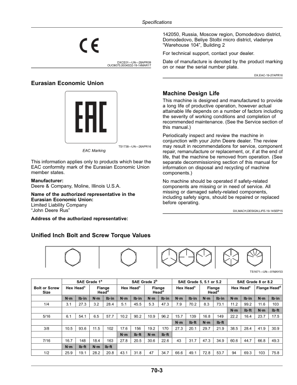 John Deere 615P Belt Pickup Operator’s Manual (OMHXE127790) Workshop Guide