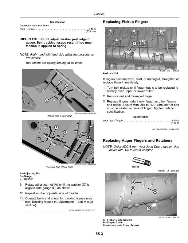 John Deere 615P Belt Pickup Operator’s Manual (OMHXE147020) Workshop Guide