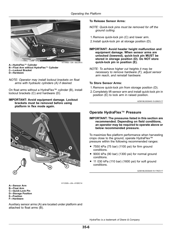 John Deere 730FD, 735FD, 740FD, 745FD Flexible Draper Platforms Operator’s Manual (OMHXE147673) Workshop Guide