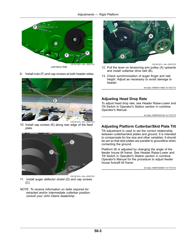 John Deere RA Rigid Auger, FA Flex Auger Cutting Platforms (155100—) Operator’s Manual (OMHXE197064) Workshop Guide