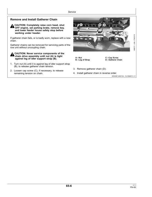 John Deere 600C Series Corn Head & StalkMaster North America (755001-765000) Operator’s Manual (OMHXE51613) Workshop Guide