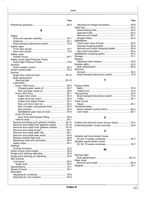 John Deere 600C Series Corn Heads North America (785001- ) Operator’s Manual (OMHXE89804) Workshop Guide