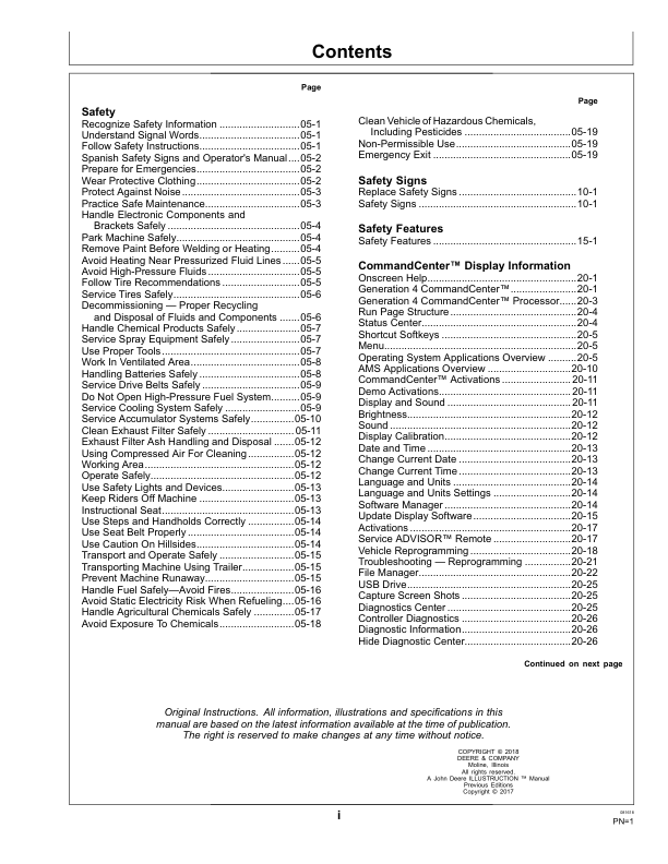 John Deere R4030, R4038 & R4045 Self-Propelled Sprayer/Spreaders Operator’s Manual (OMKK41820) Workshop Guide