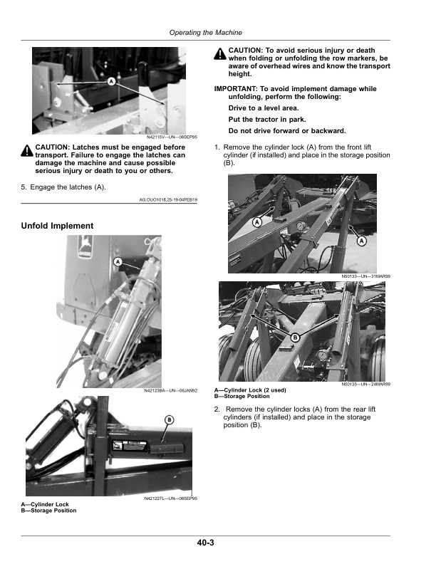 John Deere 455 Grain Drill Two & Three 455 Two Unit Folding Operator’s Manual (OMKK52876) Workshop Guide