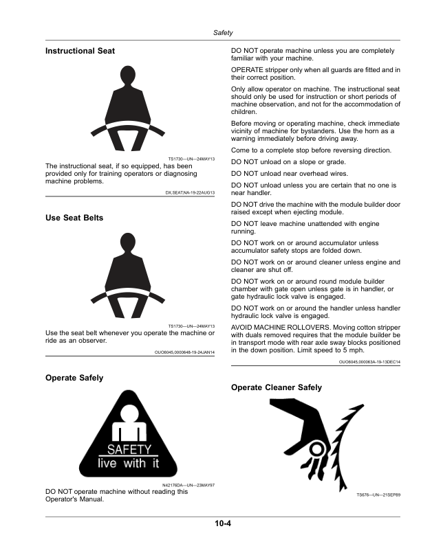 John Deere CS690 Cotton Stripper (085001-) Operator’s Manual (OMKK76091) Workshop Guide
