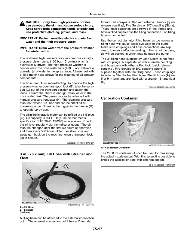 John Deere 40i, 50i Mounted Sprayer for R41 Tractor (European Edition) Operator’s Manual (OMKK84393) Workshop Guide