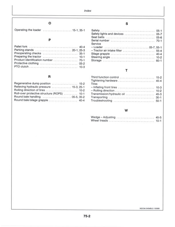 John Deere 245M Loader Operator’s Manual (OML62803) Workshop Guide