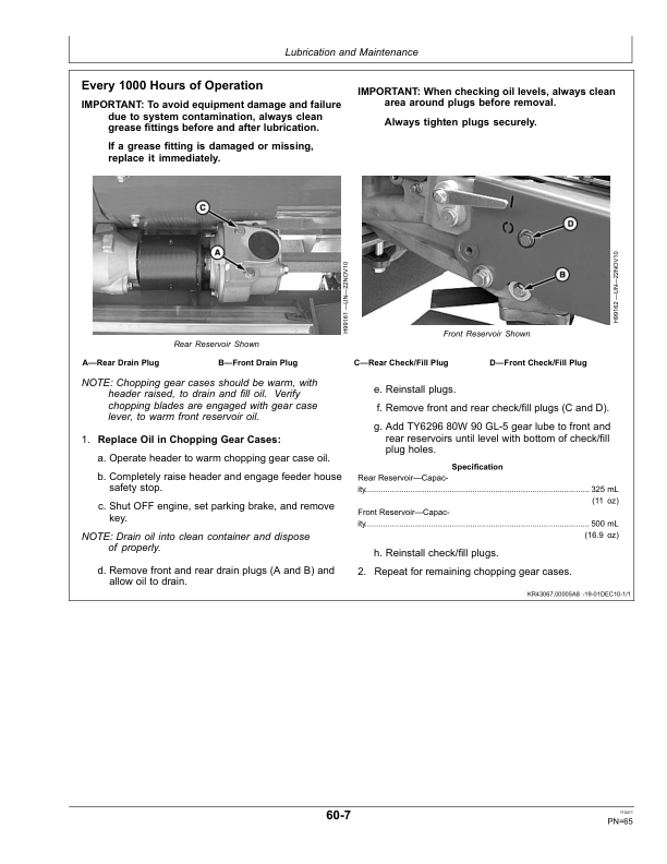 John Deere 600C Series Corn Head & StalkMaster Operator’s Manual (OMLCA97560) Workshop Guide