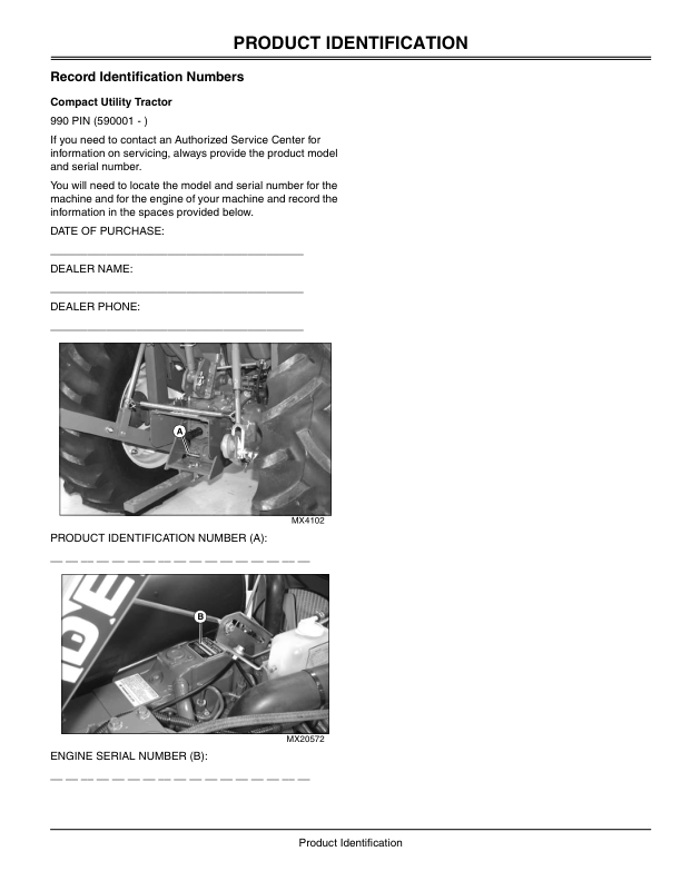 John Deere 990 Compact Utility Tractor (590001-) Operator’s Manual (OMLVU16396) Workshop Guide