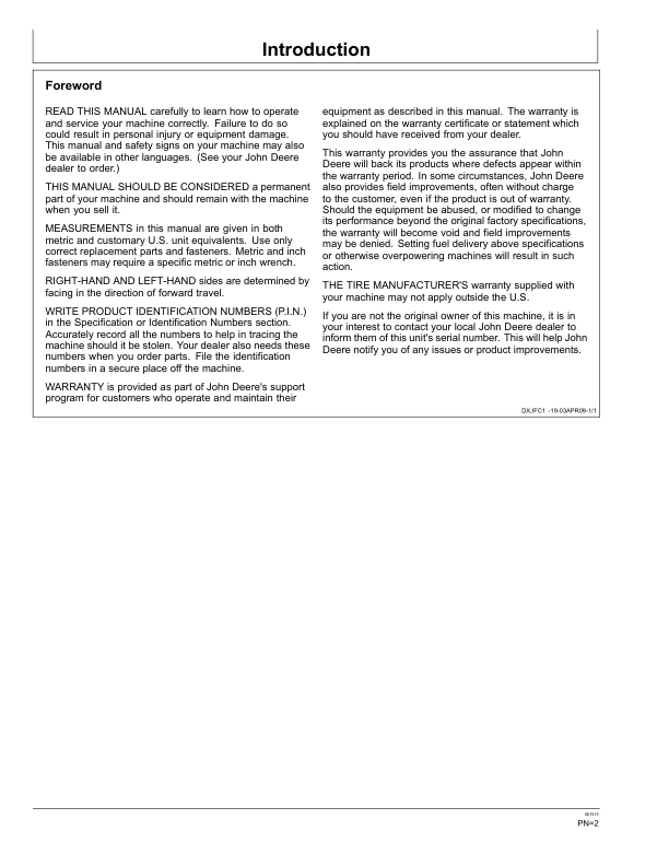 John Deere 366 Front Blade North America (110001-) Operator’s Manual (OMLVU30065) Workshop Guide