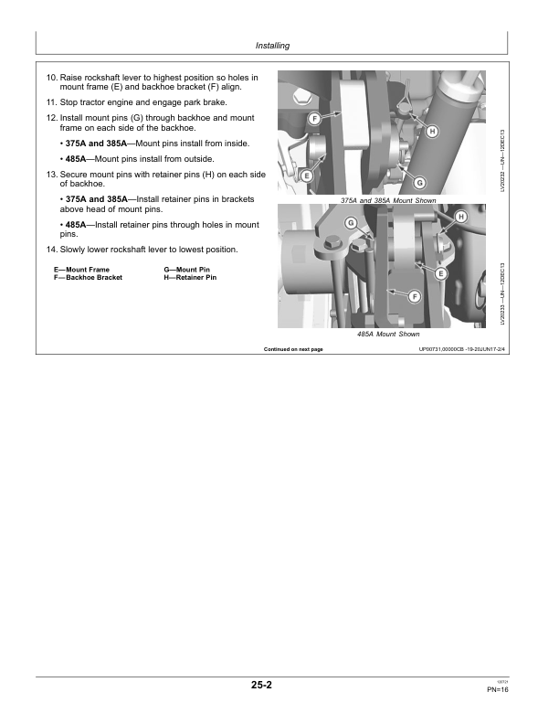 John Deere 375A, 385A, 485A Backhoe Operator’s Manual (OMLVU34840) Workshop Guide