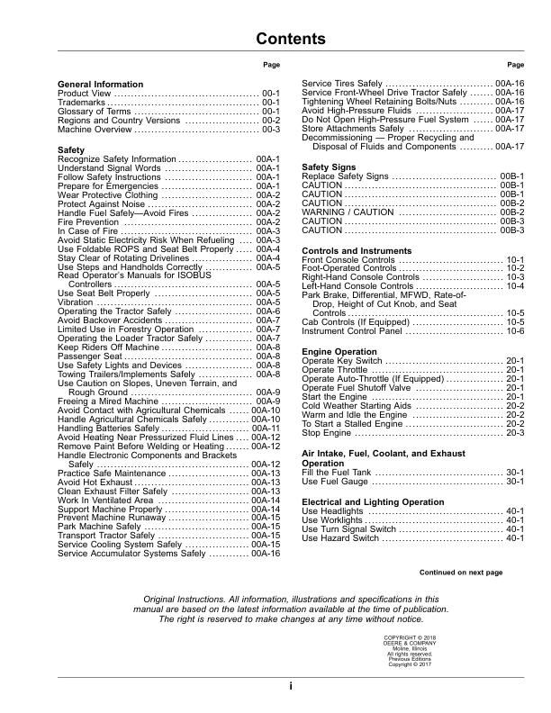 John Deere 2026R Compact Utility Tractors Operator’s Manual (OMLVU35902) Workshop Guide