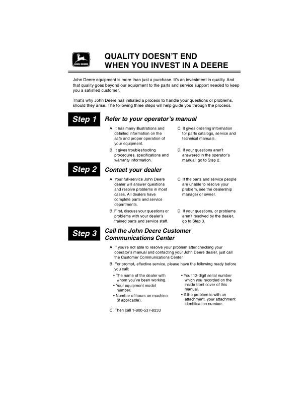 John Deere F1145 Front Mower (010001-) Operator’s Manual (OMM115813) Workshop Guide
