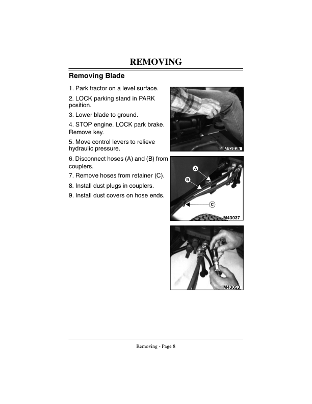 John Deere 54-Inch Front Blade (610001-) Operator’s Manual (OMM123404) Workshop Guide