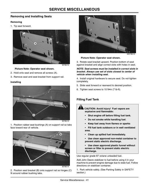 John Deere Turf Gator Utility Vehicle (001001-) Operator’s Manual (OMM126764) Workshop Guide