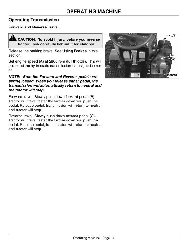John Deere 4100 Compact Utility Tractor with Hydrostatic Transmission (110001-) Operator’s Manual (OMM134994) Workshop Guide