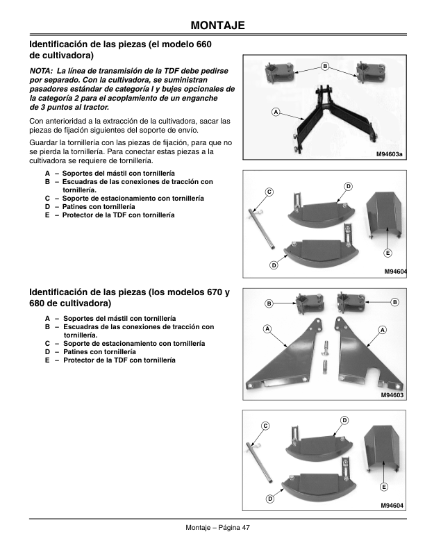 John Deere 660, 670 & 680 PTO Tiller for 4300-4600 Compact Utility Tractors Operator’s Manual (OMM137899) Workshop Guide
