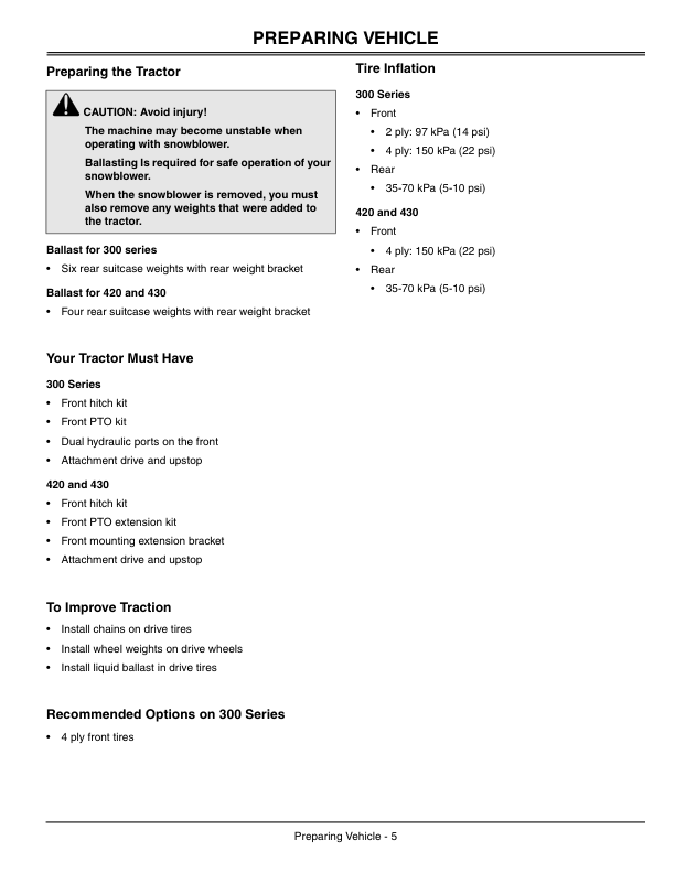 John Deere 47-Inch Quick-Hitch Snowblower (010001-) Operator’s Manual (OMM146657) Workshop Guide