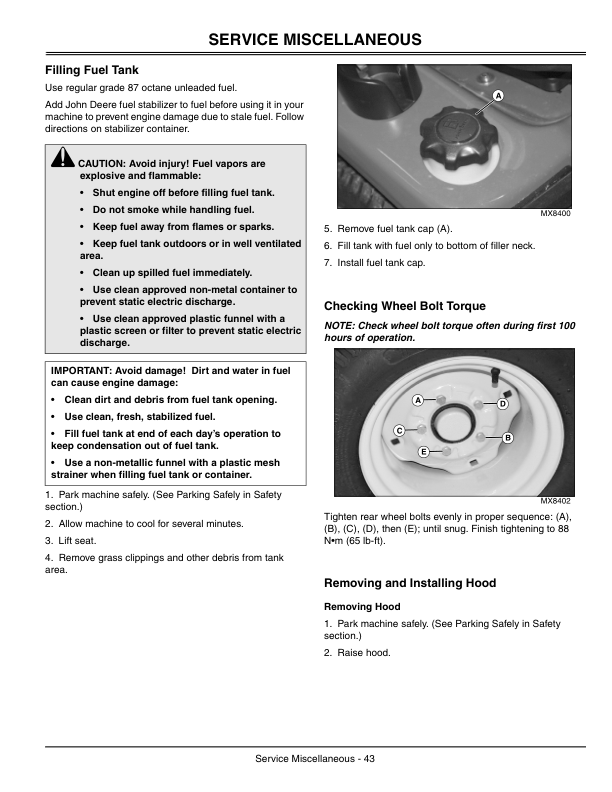 John Deere GT225, 235, 245 Lawn & Garden Tractors (060001-) Operator’s Manual (OMM147101) Workshop Guide