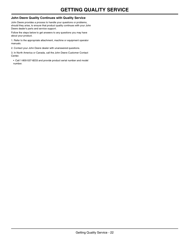 John Deere 44-Inch Snowblowers Compatible w/L100, LA, G100 & 100 Series Tractors North America (010001-050000) Operator’s Manual (OMM152248) Workshop Guide