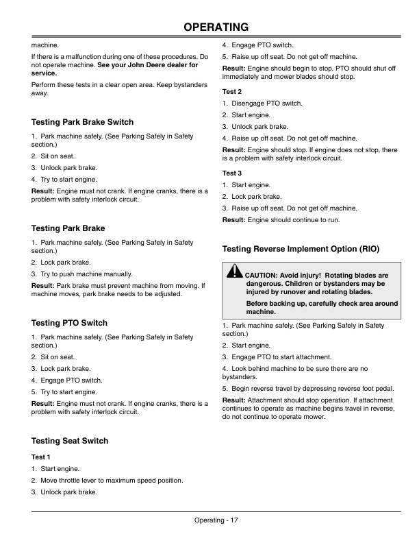 John Deere GT235, GT245 Garden Tractors (110001-) Operator’s Manual (OMM152801) Workshop Guide